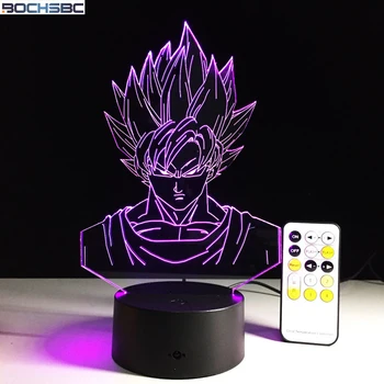 

BOCHSBC 3D Dragon Ball Goku Table Lamp USB LED Acrylic Night Light Touch Remote Control 7 Colors Change LED Lamp Art Decor Light