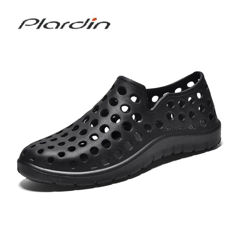 Plardin/Новинка; богемная летняя повседневная мужская обувь с круглым носком и вырезами; модная мягкая удобная дышащая обувь; мужские пляжные сандалии; прозрачная обувь