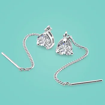 

925 sterling silver earrings The fashion design White zircon inlaid eardrop Long ears line,Ms. Sexy trendy silver content gifts