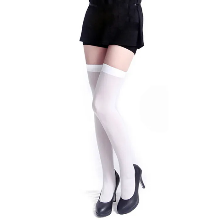 Cheap Hot Sale Women Over Knee High Stocking Solid White/Black Temptation Stretch Nylon Stocking New Ladies Casual stockings