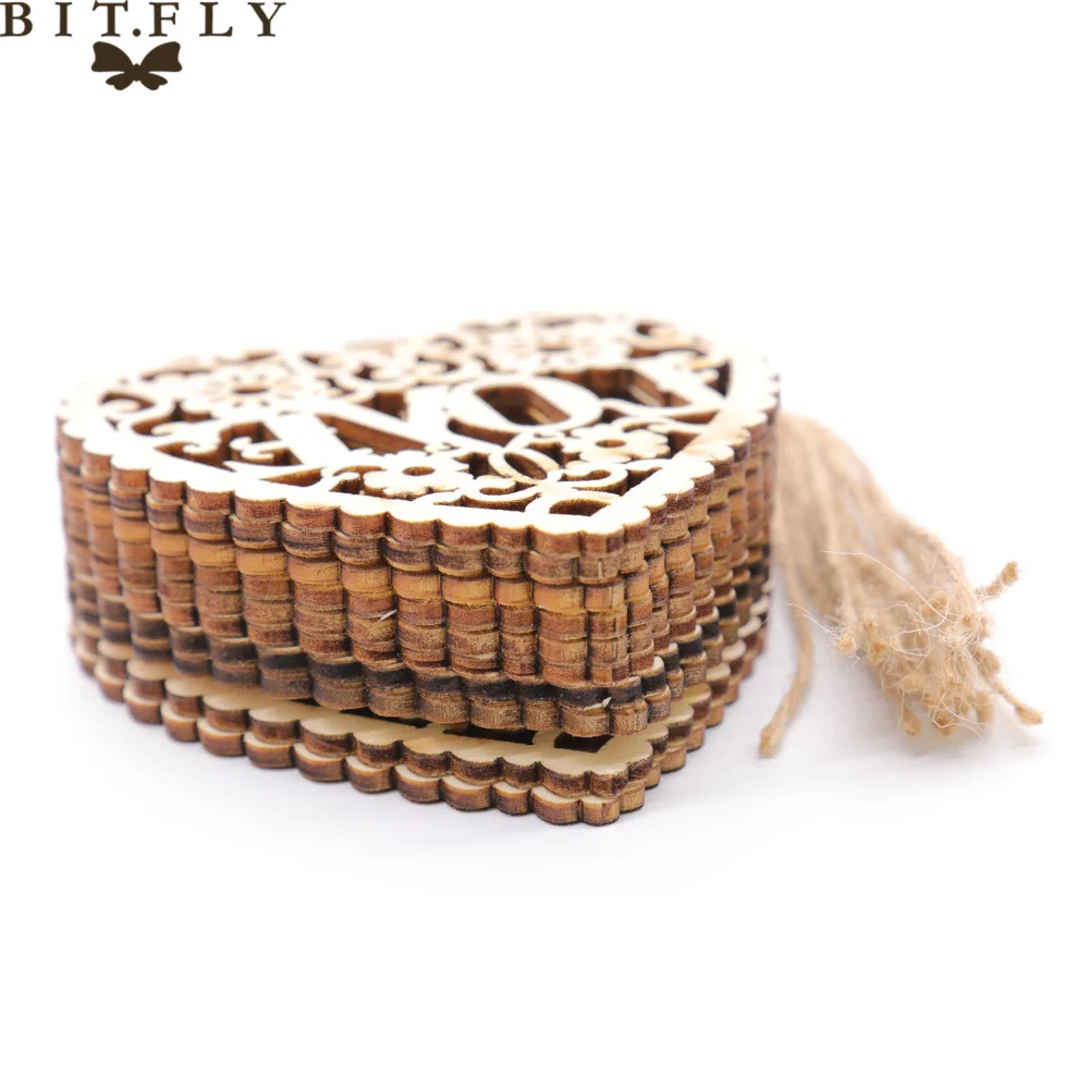 BITFLY 10 шт. DIY аксессуары для рукоделия деревянное сердце &quotлюбовь&quot дизайн