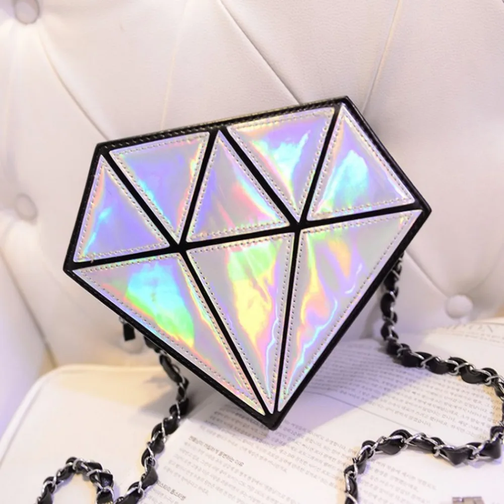 

Fashion Women Bags 3D Diamond Shape Shoulder Chain Lady Girl Messenger Small Cross body Evening Bag For Girls