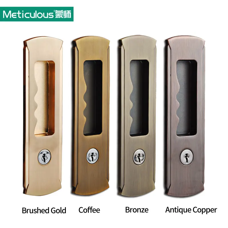 Meticulous Mortice sliding door lock with keys interior room hanging sliding door embedded lock hook invisible move gate lockset