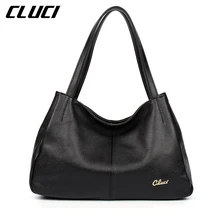 CLUCI Luxury Handbags Genuine Leather Hobo Bag Elegant Vintage Soft Casual Tote Top-handle Shoulder Bags Original Design Totes