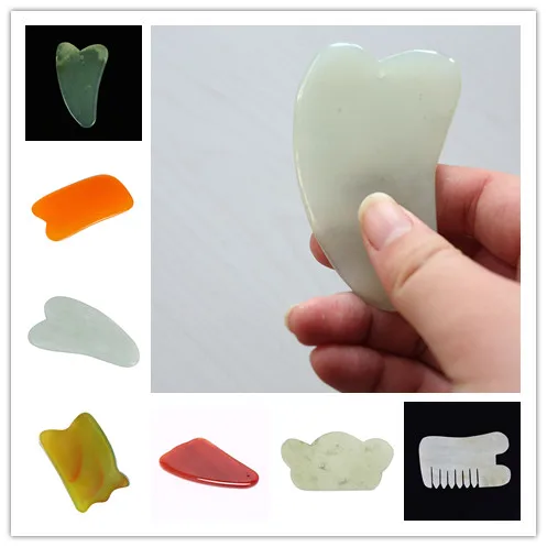 Natural Jade Guasha Board Scraching face Back Scraping guasha SPA Massage Tool Multi Styles Health Care Massager