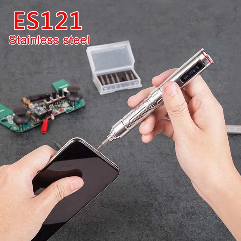 

ES121 Mini Electric Screwdriver Smart Precision Lithium Battery Cordless LED Display Screwdriver Bit Set for Phone Repair Tool
