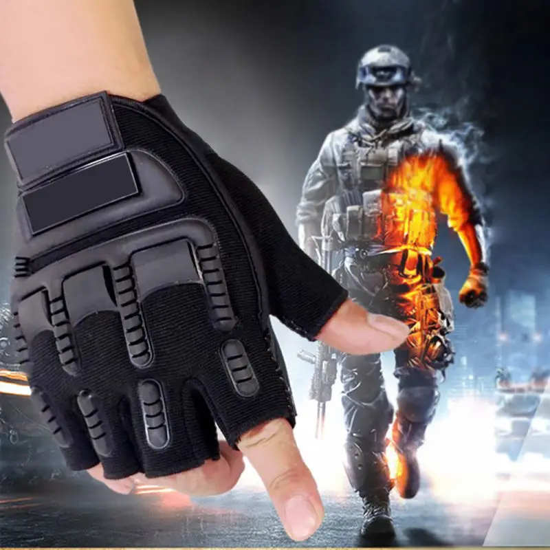 

1 pair Men Biking Combat Half Finger Anti-slip Outdoor Sport Gloves Military Tactical Gloves