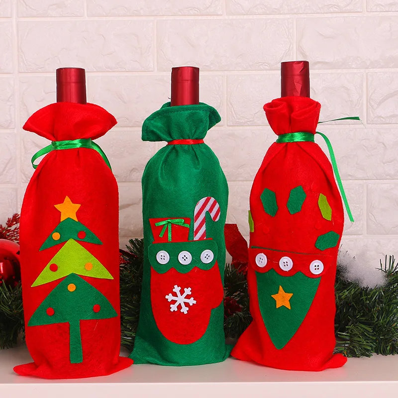 

Santa Claus Snowman Deer Wine Bottle Cover Christmas Gift Bags Hold Xmas Dinner Decor Home Table Party Decoration 62269