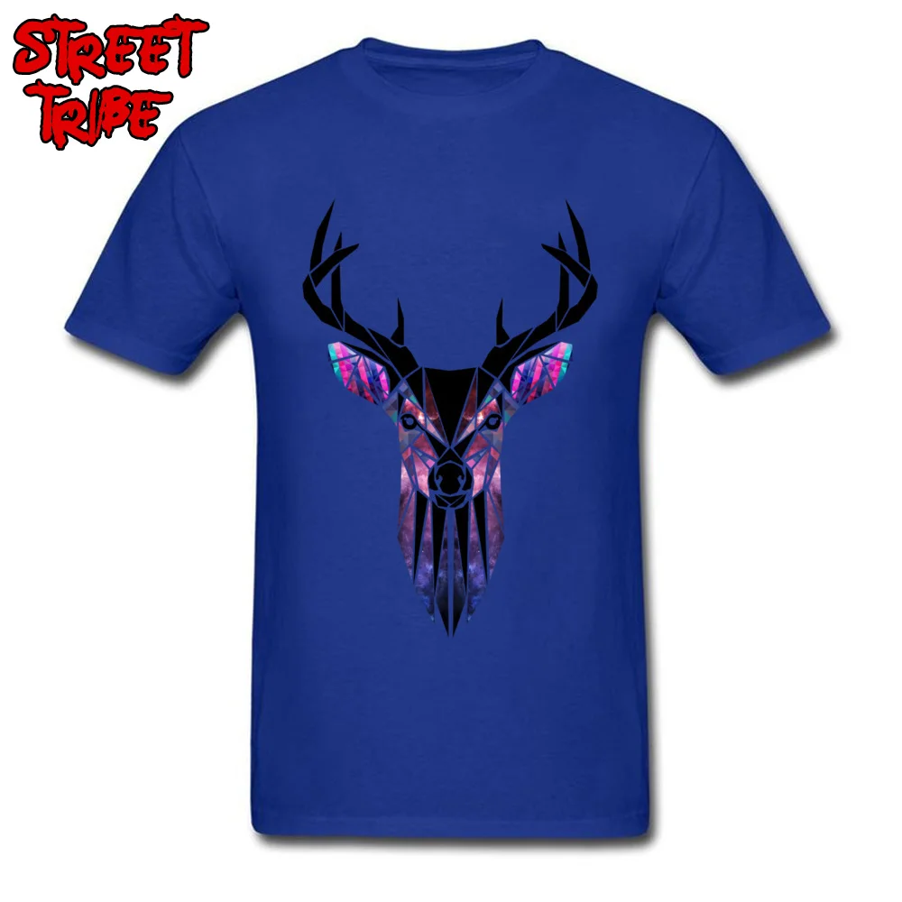 Deer T Shirts Printed Short Sleeve 2018 New Crewneck All Cotton Tops Shirt Classic Tops & Tees for Men Father Day Deer blue