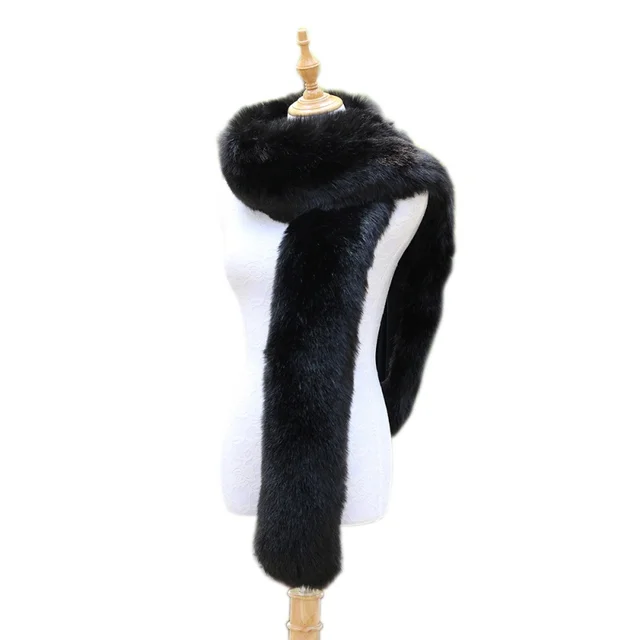 New Designer Faux Fur Scarves Women Winter Keep Warm Soft Long women's