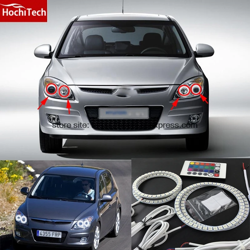 

HochiTech RGB Multi-Color LED Angel Eyes Halo Rings kit super brightness car styling for Hyundai i30 2008 2009 2010 2011