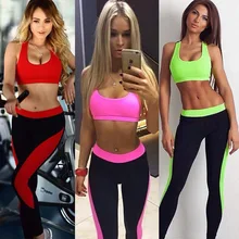 2016 para mujer de yoga set gym fitness conjuntos de sujetador de los deportes ocio traje de dos piezas de la correa del chaleco + pantalones de jogging ropa deportiva fitness chándales