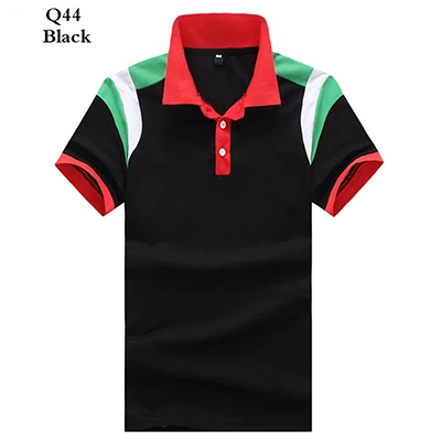 Мужская футболка поло из Джерси с коротким рукавом, Повседневная рубашка поло, Новая цветная дышащая мужская футболка поло с отворотом - Цвет: Q44 black