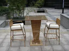 3pcs All Weather Waterproof Outdoor Garden Resin Wicker Bar Set