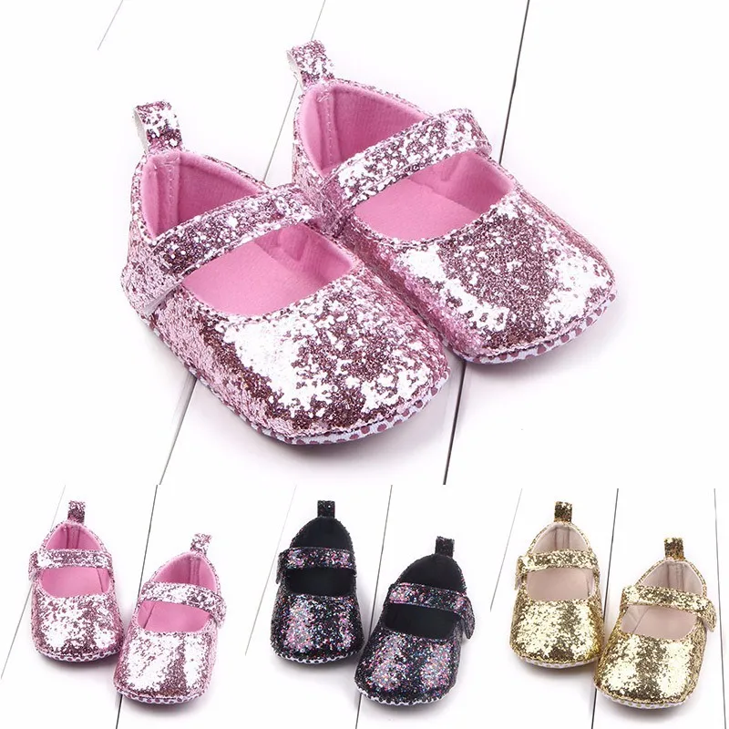 Комбинезон для детей обувь блестки мягкая подошва для маленьких девочек обувь первые крюк для прогулок и петля детски ползунок кроватки