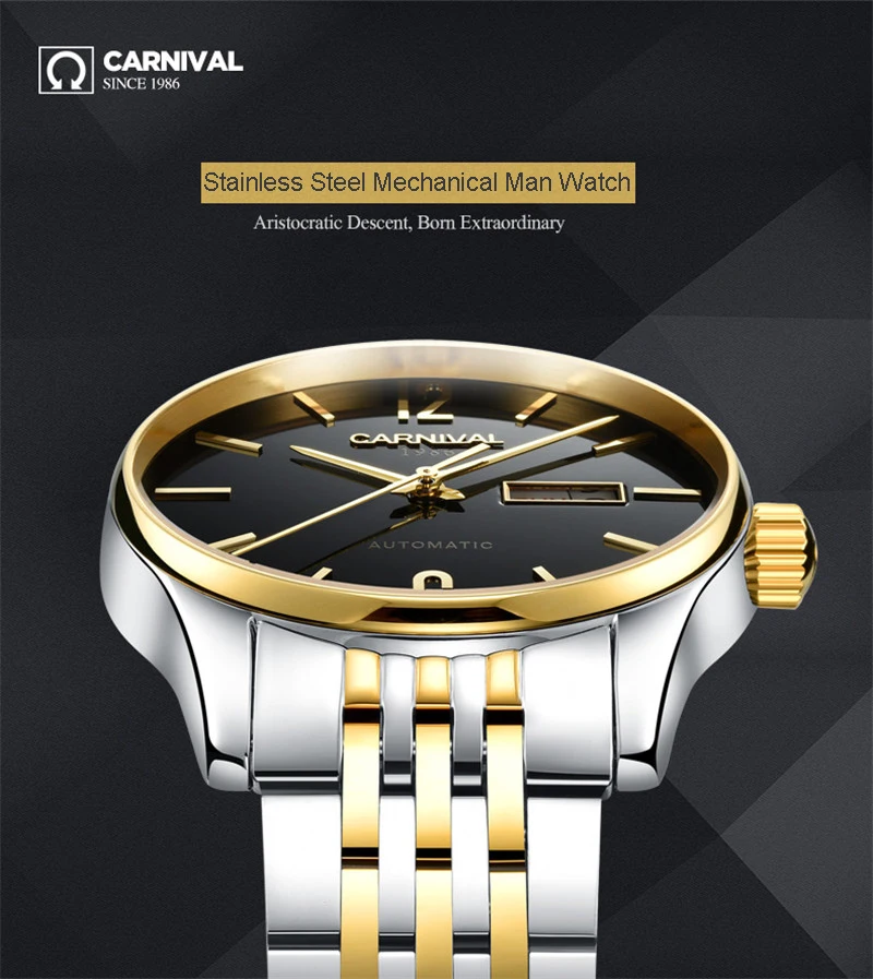 Мужские карнавальные часы модные спортивные механические простые часы лучший бренд Роскошные водонепроницаемые мужские s часы Reloj Relogio Masculino