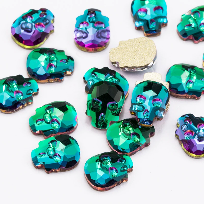 20 шт украшения для ногтей, стразы из стекла, цветные камни в форме черепа для 3D украшения ногтей