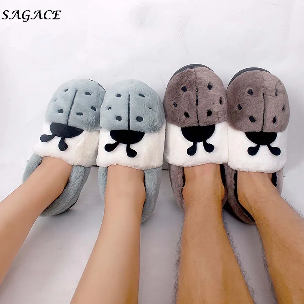 SAGACE shoes Women Men flock Autumn Winter Warm Soft Home Slippers Girls Flat 2cm Heel Safe 