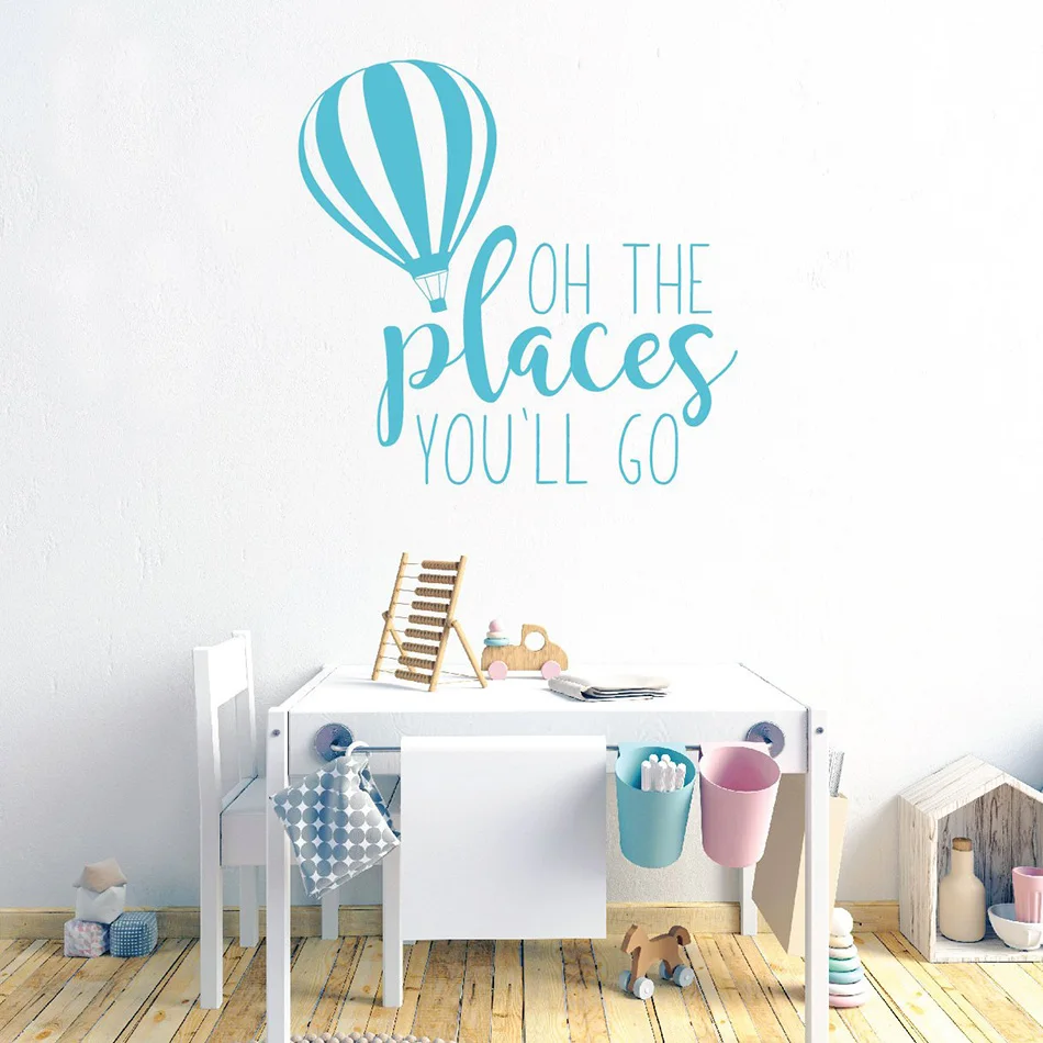 Oh The Places You'll Go Wall Art Decals Playroom Wall Decor For Kids Vinyl Wall Quotes Wall
