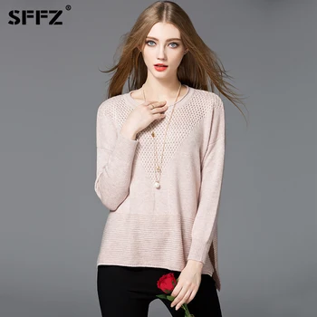 

SFFZ Women Sweater Pullover Basic Knitted Rabbit Hair Blend Tops Solid Loose Essential Jumper Long Sleeve Sweaters Autumn Winter