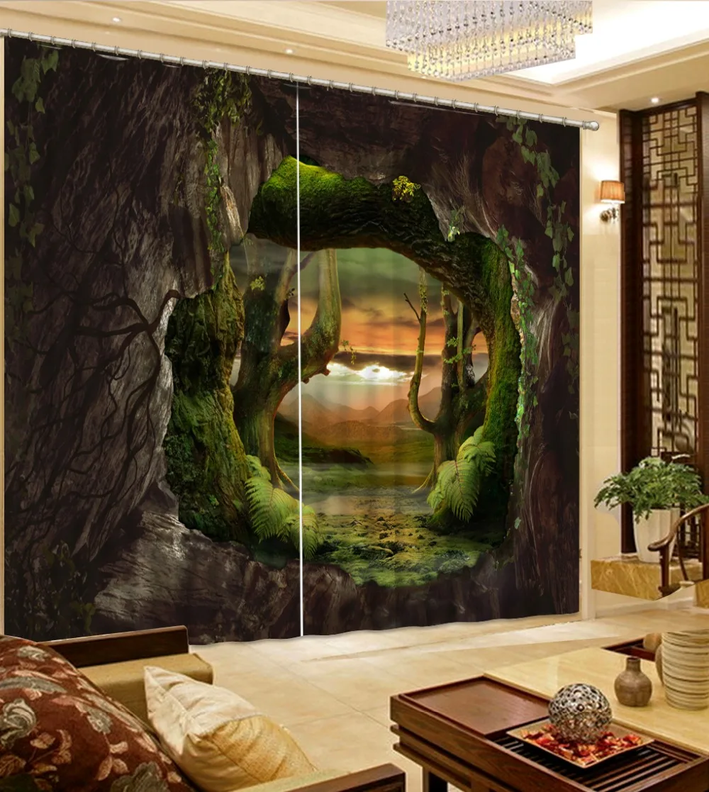 

modern curtains 2019 new style Custom 3D Blackout Curtains Primitive tree long curtain for the living room bedroom curtains