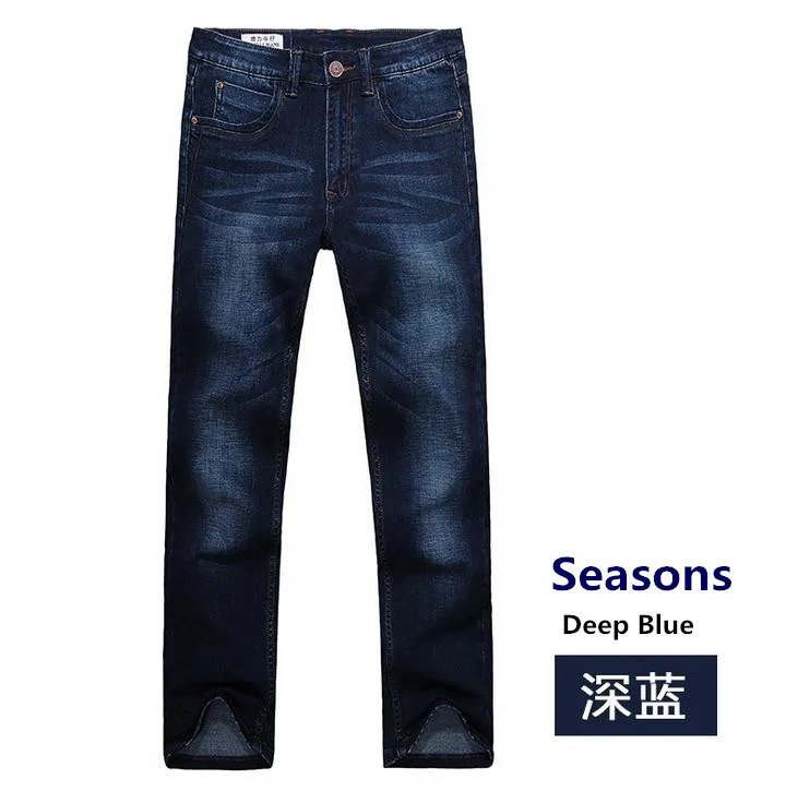 Новые свободные джинсы прямые мужские брюки деним размера плюс 27-48 хлопок досуг брюки карго мужские s низ длинные брюки - Цвет: Deep blue Seasons