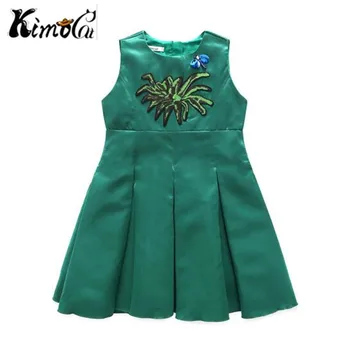 

Kimocat High quality Short sleeved cotton summer Girl's fashion in the field of pure cotton lilac printed dress