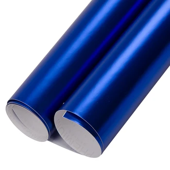 

152x50cm/60"x20" Premium Plating Black Dark Blue Satin Matte Chrome Vinyl Film Wrap Sticker Air Bubble