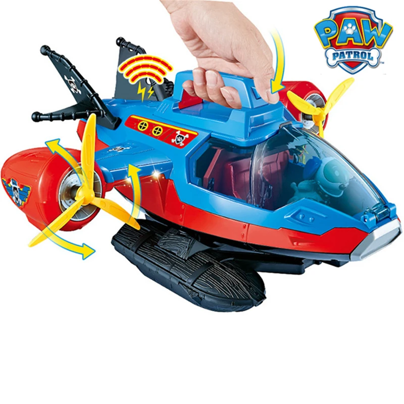 Paw Patrol Dog Toys Blue Red Patrol Yacht Captain Robot Dog Rotate Sound Effect Patrulla Canina Action Figures Juguetes Gift 