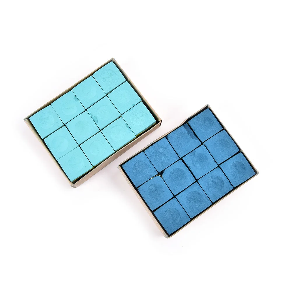 Blue Green 12Pcs New  snooker pool oily dry Chalk Billiard Pool Table no-slip Chalk Indoor sport Accessories