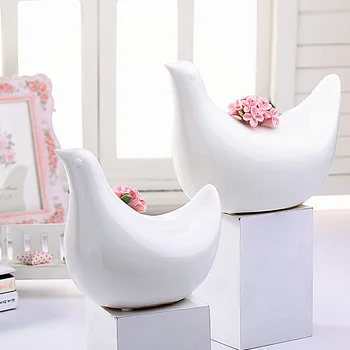 

white ceramic Happy birds figurines home decor handicraft ornament crafts room decoration porcelain figurine doll for girls