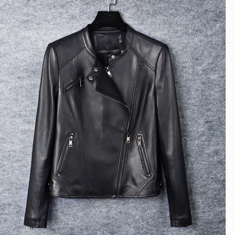 Pour Moto Peau Manteau Réel Zip Femmes Mouton De Court En Veste Couro Vestes Doux 100 Survêtement Cuir Véritable Black 2018 Jaqueta Mince 6aEBwqnW