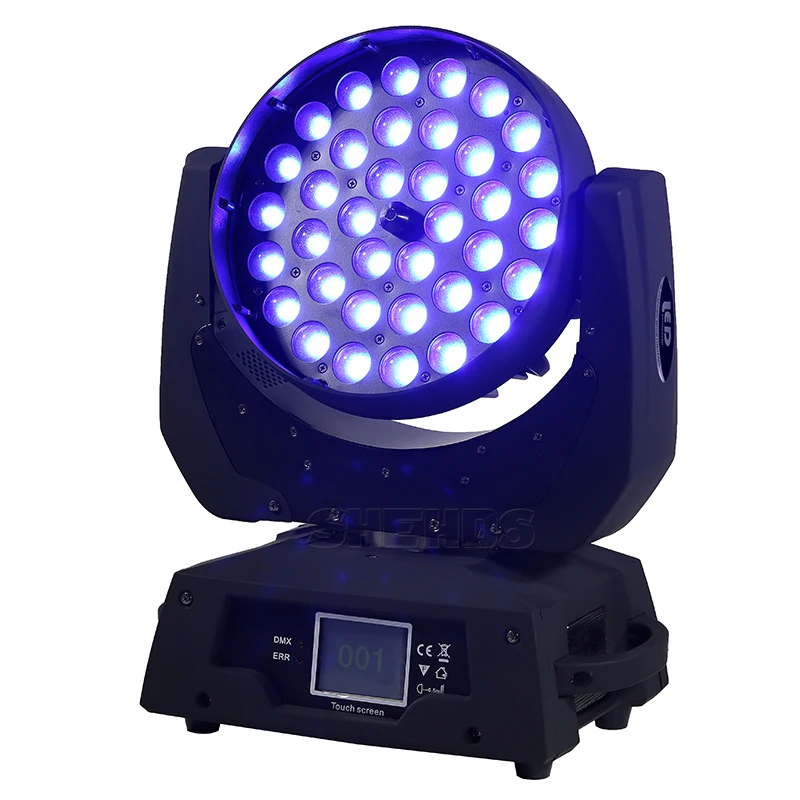 36x12w Dmx512 4n1 Led Zoom Moving Head Wash Luz Rgbw Led Moving Head Wash Luzes de Efeito de Som e Iluminação Profissional 24 Efeito de Iluminação de palco