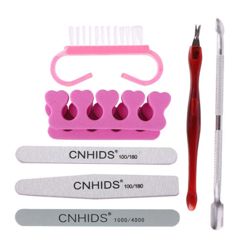 

8pcs Stainless Steel Nail Cuticle Pusher Polish Dead Skin Push Remover Nail File Manicure Art Tool P1S1