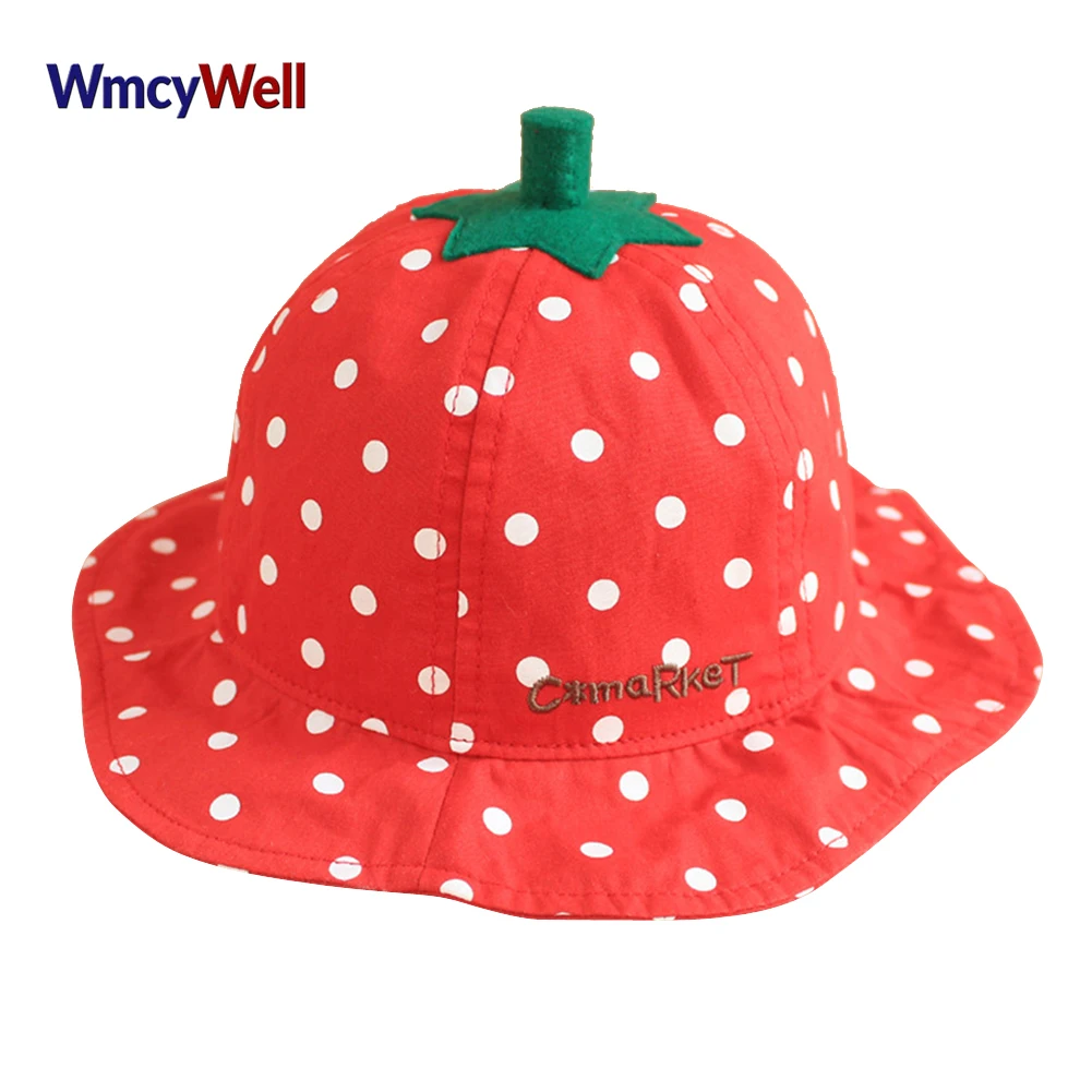 WmcyWell Spring Strawberry Baby Bucket Hat Cute Cotton Toddlers Girls