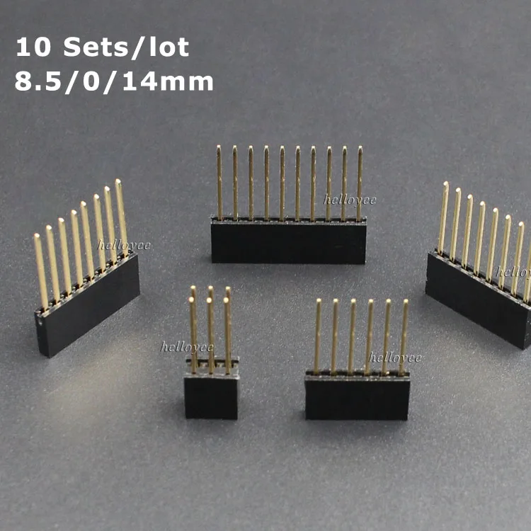 

Hellotronics 10 Sets/Lot NEW Size 8.5/0.0/14mm Shield Stacking Headers For Mega 2560 For Arduino R3