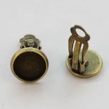 60 шт. старину бронза 10 мм Кабошон Клип настройки на Серьги#22960