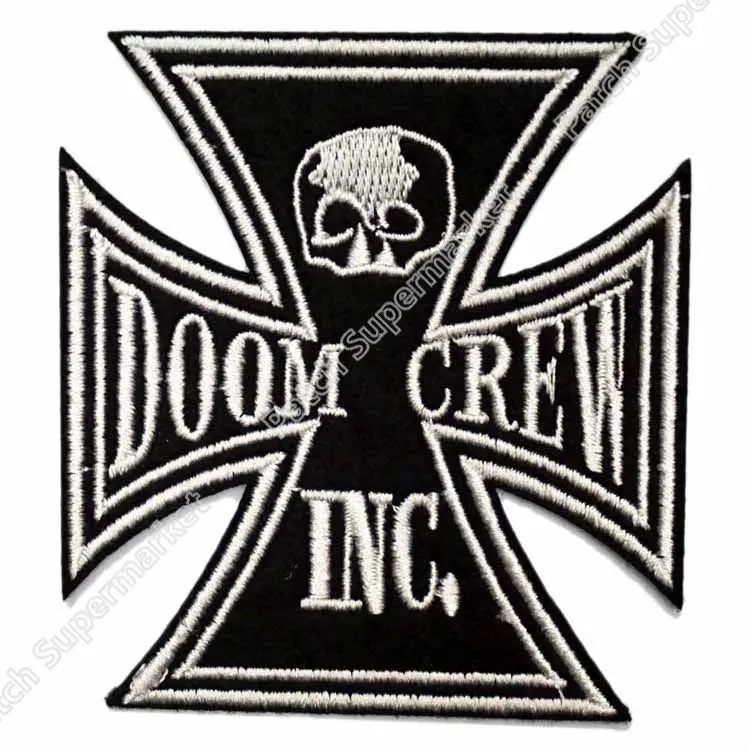 

3" DOOM CREW BLACK LABEL SOCIETY BLS IRON CROSS skull skeleton Music Band LOGO Embroidered stickers Patch Heavy Metal