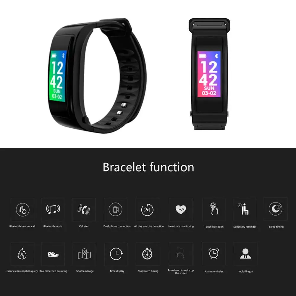 Newest Bluetooth Earphone Smart Bracelet Answer Call Smart Talk Band Intelligent Bluetooth Talk Bracelet Sports Black 2018