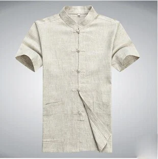 Рубашка из хлопка и льна с коротким рукавом крылом|tai chi shirt|wing chun shirtsbreathable shirt |