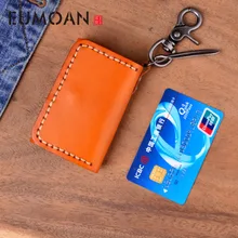 EUMOAN, ручной работы, натуральная кожа, автомобильный держатель для ключей, для мужчин и женщин, на молнии, держатель, чехол, сумка, ключница, держатели, Винтаж, для ключей