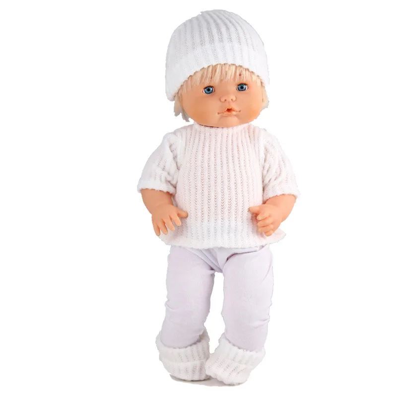 

41cm Nenuco Doll Clothes Nenuco y su Hermanita Pure White Hat Knit Tops Pants Socks Shoes 4IN1 outfits For 16inch Nenuco Doll