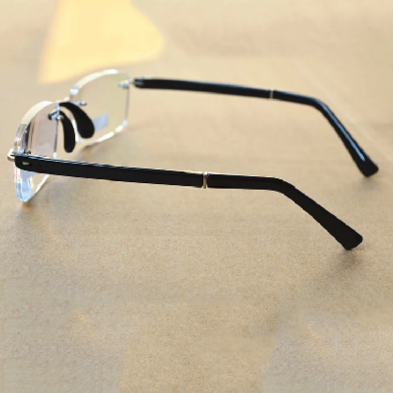 Men Women Frameless Reading Glasses Resin Lenses With PU Glasses Case Portable Eye Glasses Hyperopia R176