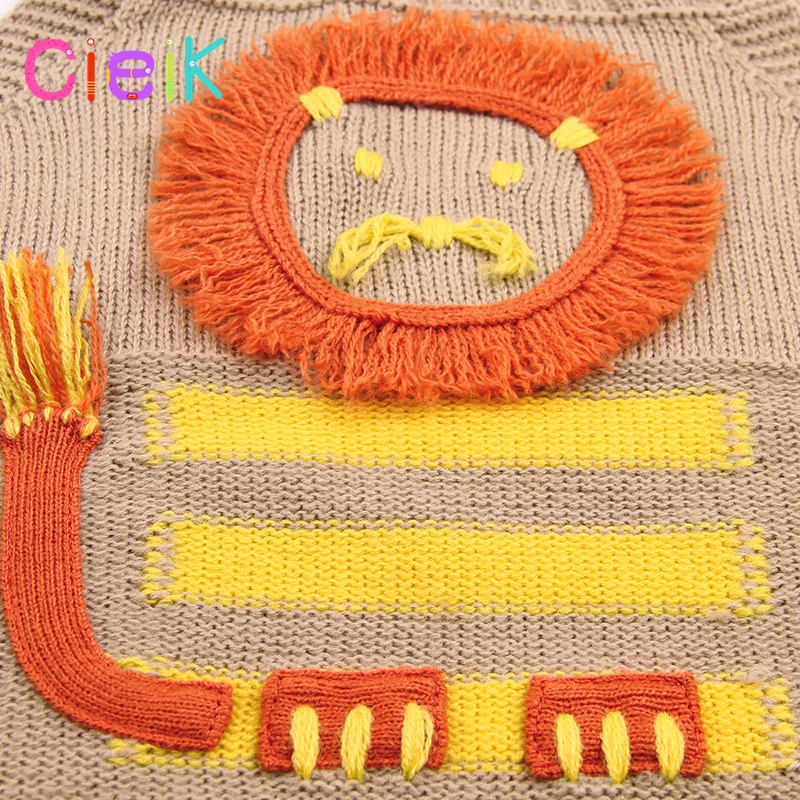 CieiK 2018 New Children Knitting Pattern Vest Lion Baby Rompers Boys Girls Toddler Costume Coveralls Newborn Jumpsuit Clothing   (8)