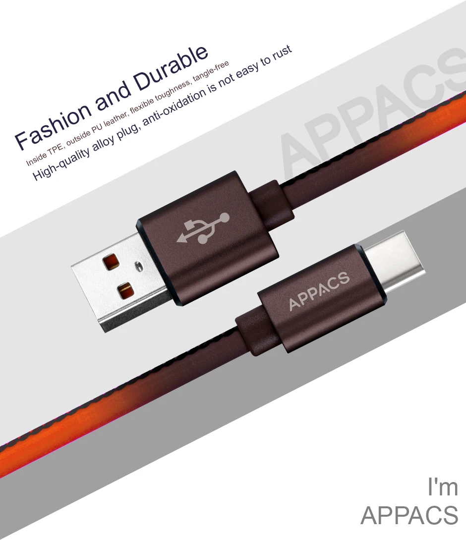 APPACS 1 м usb type-C кабель для зарядки телефона с горячим ощущением температуры зондирования Обесцвечивающий кабель для передачи данных USB-C для Xiaomi 4C huawei P9 Letv