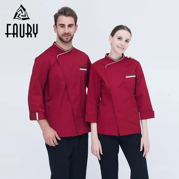 

Wholesale 2018 Hotel Restaurant Kitchen Chef Cooking Tops Long Sleeve Food Service Sushi Bakery Waiter Work Uniform Overalls 3XL