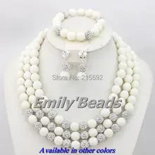 Африканские Белые Коралловые бусы комплект ювелирных изделий Модный костюм африканские Ювелирные наборы нигерийские Свадебные Ювелирные наборы CJ230