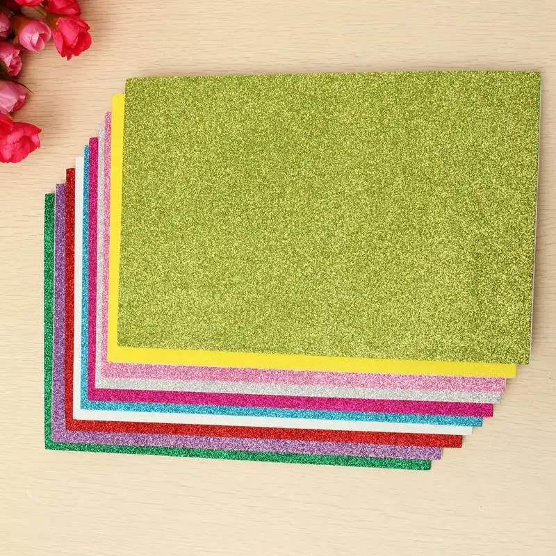 10*Adhesive Glitter Scrapbooking Paper Vinyl Sticker Art Sheets DIY Craft 8x12/'/'