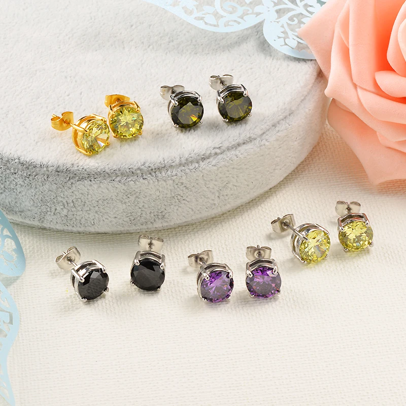 

Baoyan Cubic Zirconia Stainless Steel Studs Earrings Women Small Fashion Earrings For Women 2019 Statement