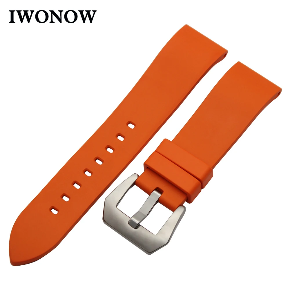 

22mm 24mm Fluororubber Watchband for Panerai Certina Victorinox Rubber Watch Band Wrist Strap 316L Brushed Steel Buckle Bracelet